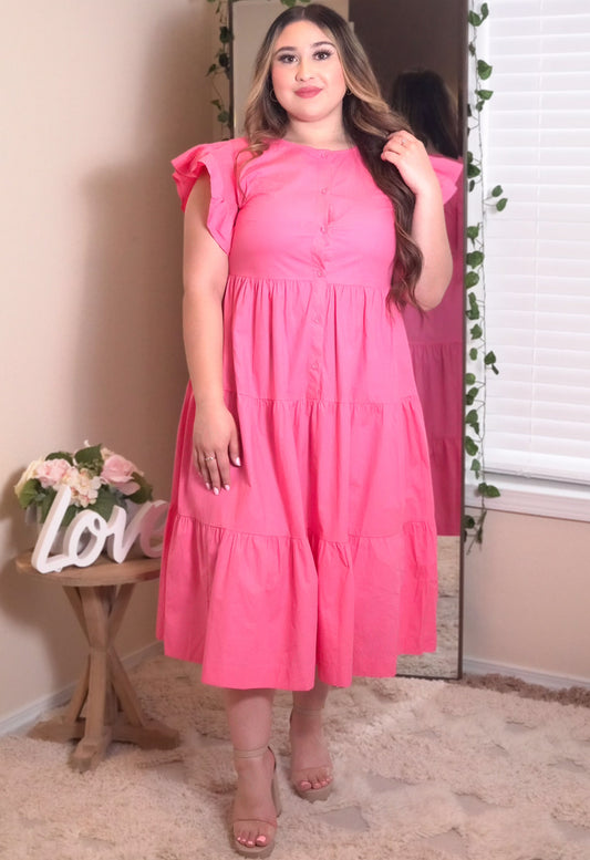 My Pink Evening Midi Dress